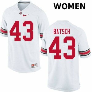 Women's Ohio State Buckeyes #43 Ryan Batsch White Nike NCAA College Football Jersey January EVI4744AJ